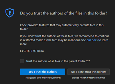 VSCode trust folder